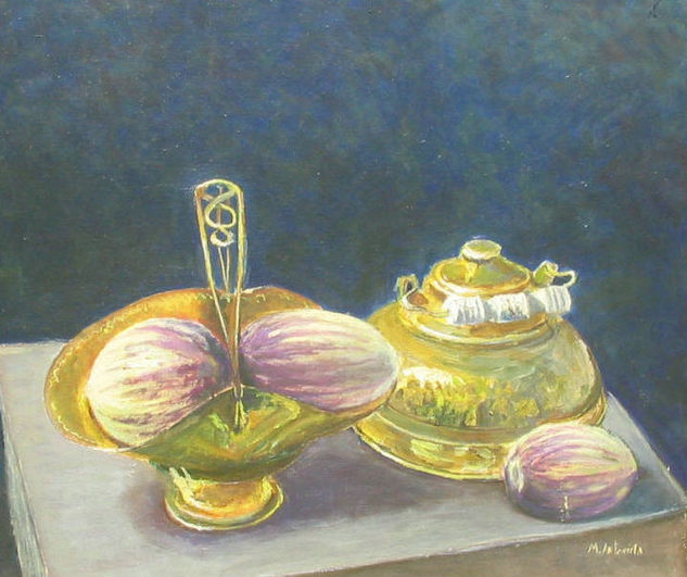 Bronces y pepinos Oil Textile Still Life Paintings