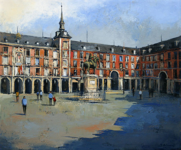 La Plaza Mayor de Madrid Óleo Lienzo Paisaje