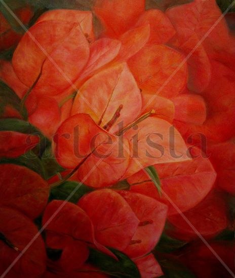 Bugamvillea Oil Canvas Floral Painting