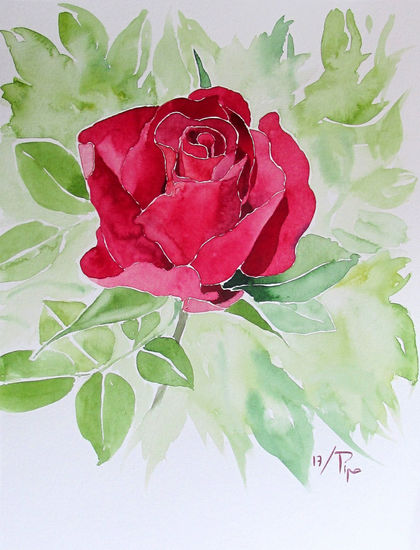 rosa roja Watercolour Paper Floral Painting