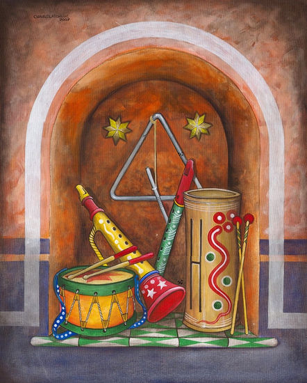 Tambor  y  Trompeta Acrylic Canvas Still Life Paintings