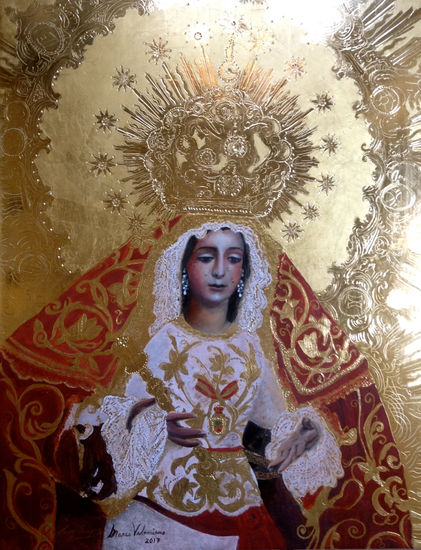 Nuestra Señora de la Soledad Óleo Tabla Figura