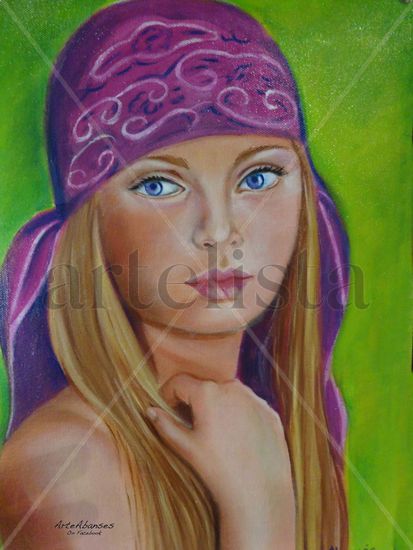 GITANILLA RUBIA Oil Textile Portrait