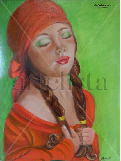 GITANILLA SOÑADORA Oil Textile Figure Painting