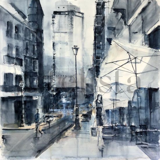 Calle Leganitos en Madrid Watercolour Paper Landscaping