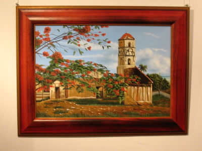 Iglesia y framboyán Oil Canvas Landscaping