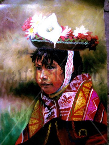 niña del cusco Óleo Lienzo Retrato