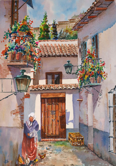 C/ Horno del Moral (Albaicín). Watercolour Paper Landscaping