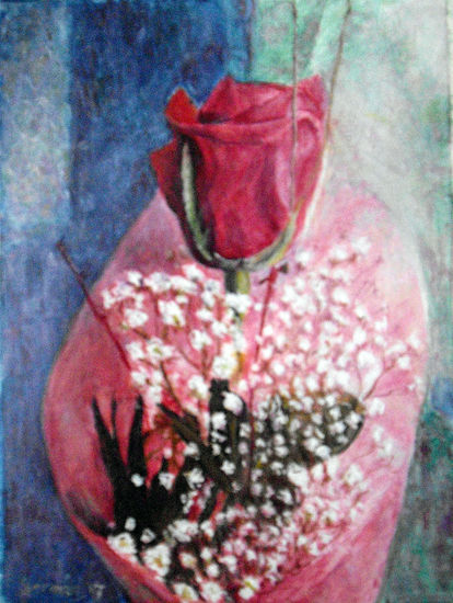 UNA ROSA Oil Canvas Floral Painting