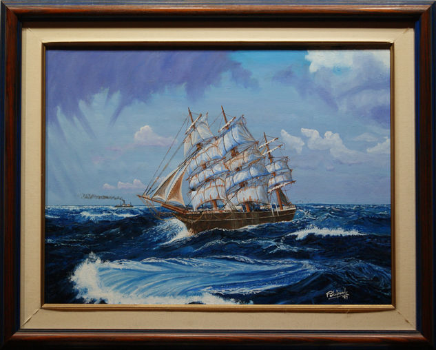 Marina tormentosa Oil Canvas Marine Painting