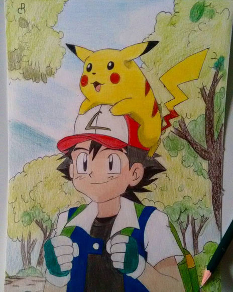 Dibujo de Ash y...