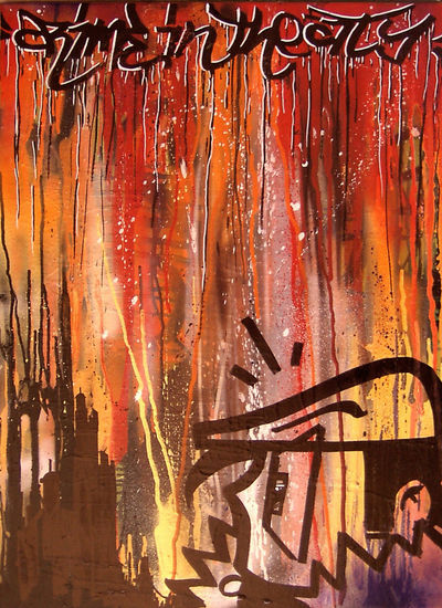 Crime in the city Mixed media Canvas Landscaping