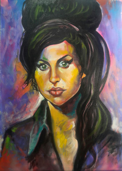 Amy Winehouse Media Mixta Lienzo Retrato