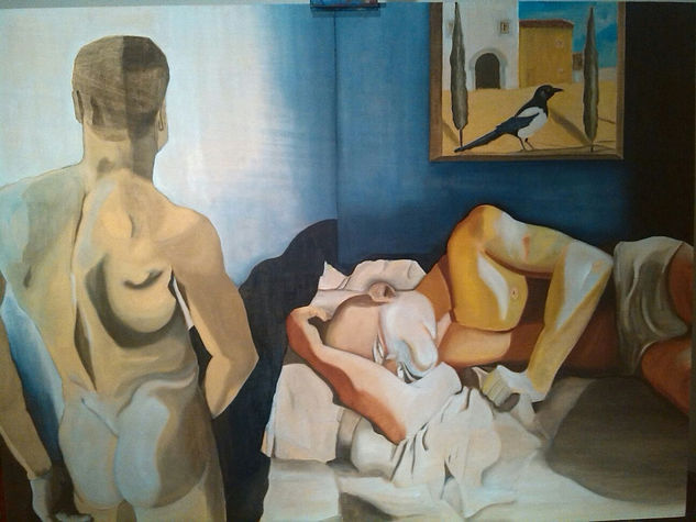 Un cuerpo desnudo el mejor amigo del hombre Oil Panel Nude Paintings