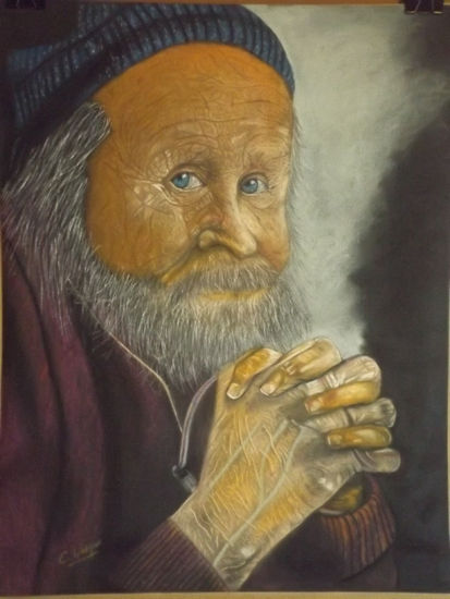 Viejo marinero. Pastel Card Figure Painting