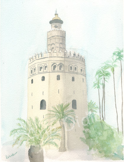 La Torre del Oro Oil Canvas Landscaping