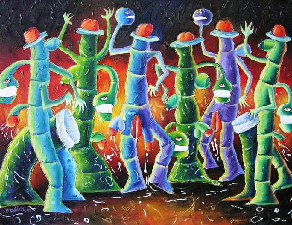 Rumba Seminal Acrylic Canvas Figure Painting