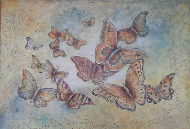 Vuelo de Mariposas Óleo Lienzo Floral