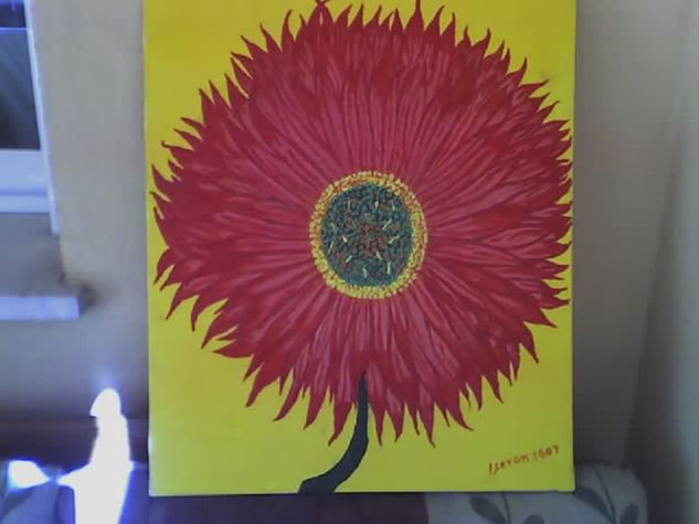 flor de fuego Acrylic Canvas Floral Painting