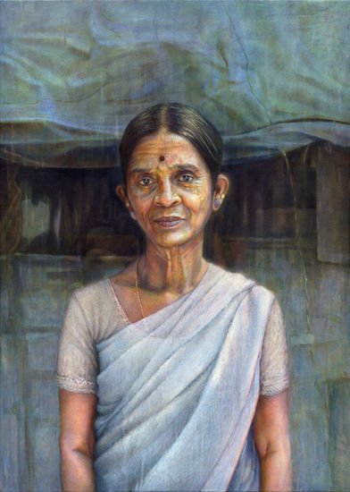 Kolam Artist Oil Canvas Portrait