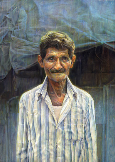 Rickshaw Racer Óleo Lienzo Retrato