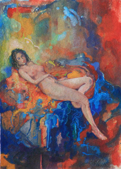 Desnudo II Acuarela Lienzo Desnudos