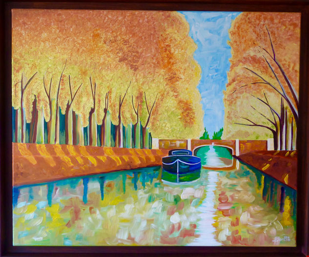 Le Canal du Midi en Automne Acrílico Lienzo Paisaje