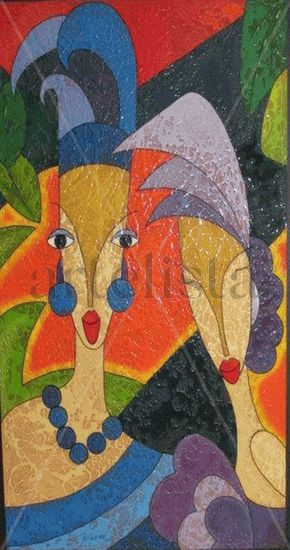 ALTA SOCIEDAD Mixed media Canvas Figure Painting