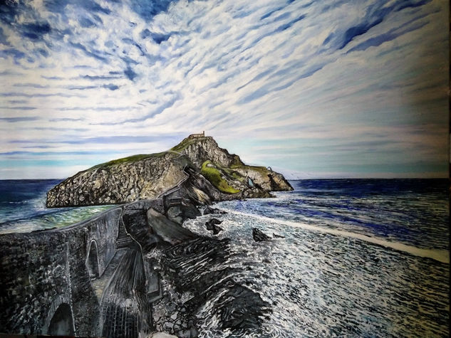 San Juan de Gaztelugatxe Oil Canvas Marine Painting