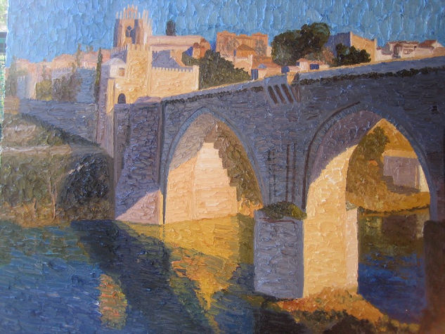 Luz en el Puente de San Martín Oil Canvas Landscaping