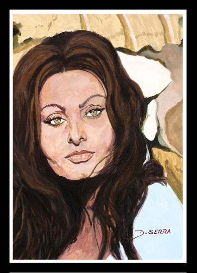 Sofia Loren Acrílico Cartulina Retrato