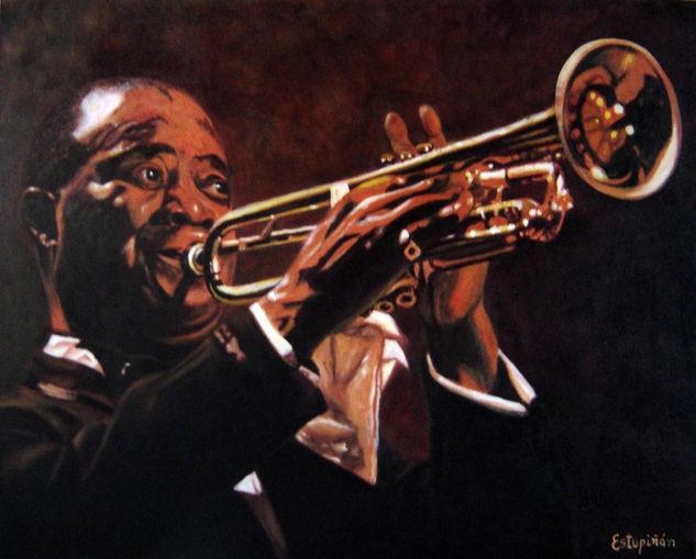 Si tienes que preguntarlo nunca lo sabrás: Jazz. L. Armstrong. Oil Canvas Portrait