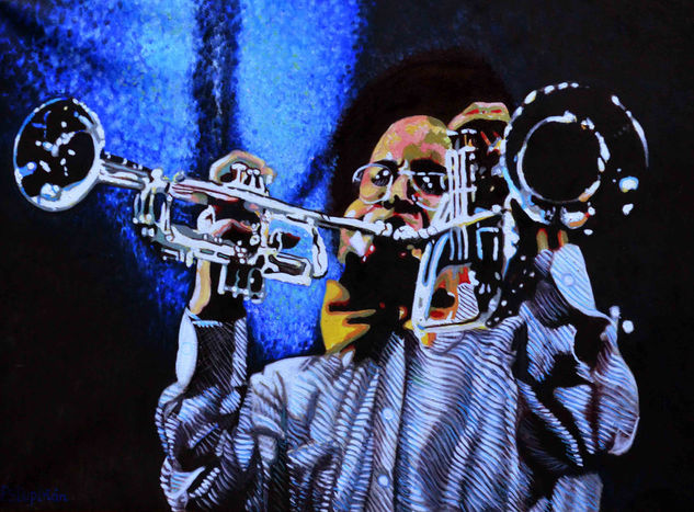 El jazz, un modo de vivir  (Lester Bowie) Óleo Tela Retrato