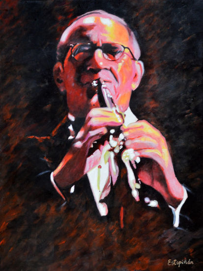 “Los gritos del público fueron el sonido más dulce que haya escuchado jamás”  (Benny Goodman) Óleo Tela Retrato