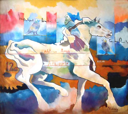 Caballo y 3 Palomas II Acrylic Canvas Others