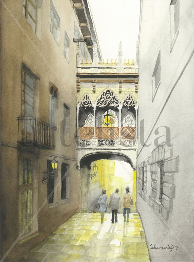 Puente del Obispo en el Barrio Gótico, Barcelona.