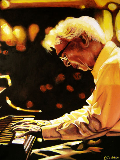 Take Five (Dave Brubeck) Oil Textile Portrait