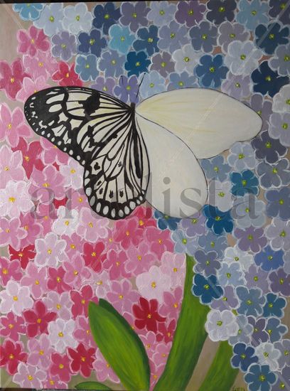 MARIPOSA HIPPIE Oil Canvas Floral Painting