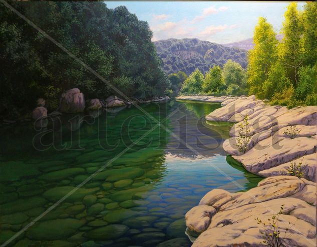 reflejos en esmeralda -Alta Garrotxa Oil Canvas Landscaping