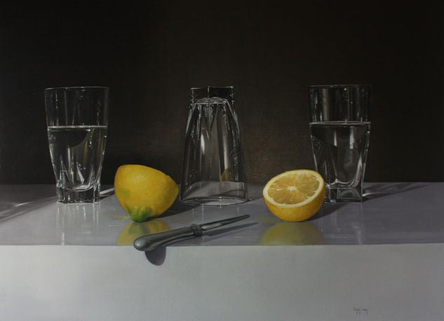 Vasos con limones Oil Canvas Still Life Paintings