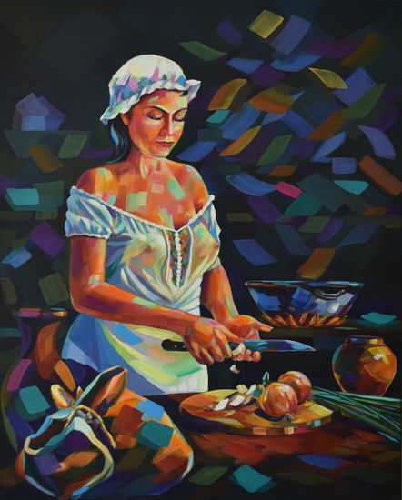 Cocinera Acrylic Canvas Figure Painting