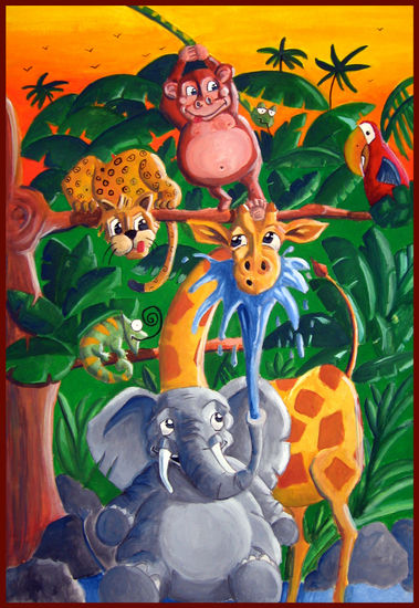 Diversión en la selva Gouache Paper Animals