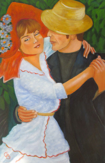 Pareja bailando. Óleo Lienzo Figura