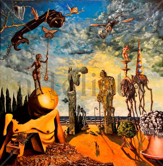 Homenaje a Salvador Dalí Acrylic Canvas Landscaping