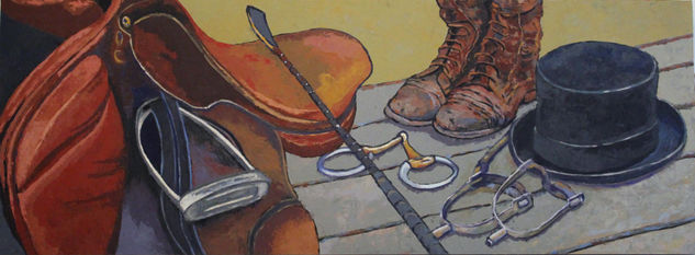 Preparando el equipo Oil Panel Still Life Paintings