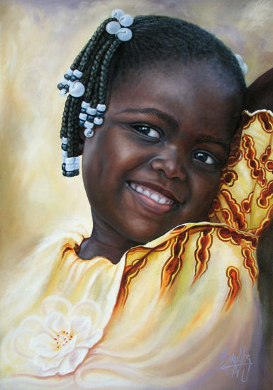 Niña de África 84 Oil Canvas Portrait