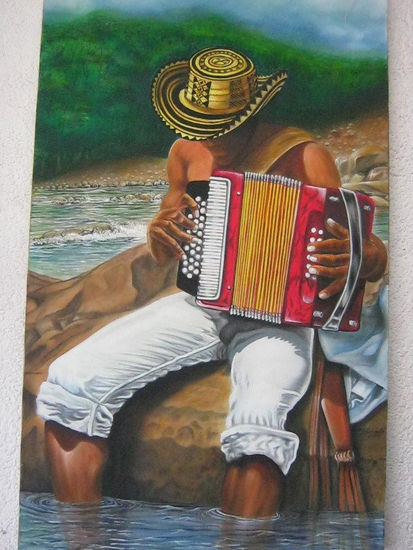 Acordeonero Oil Canvas Figure Painting