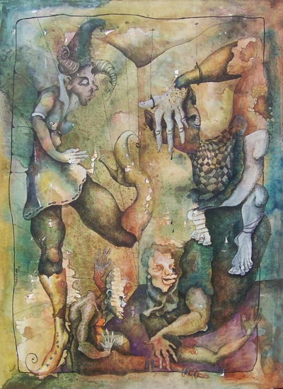 Caminata por el lado central Mixed media Canvas Figure Painting