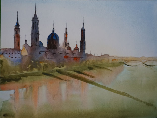 El Ebro guarda silencio Watercolour Paper Landscaping