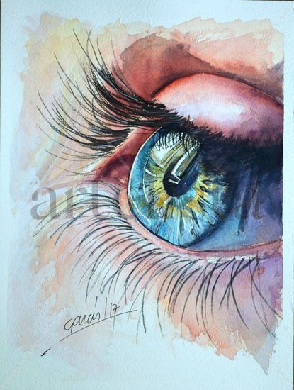 Mirando por la ventana Watercolour Card Portrait